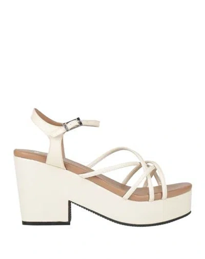 Hugo Boss Boss Woman Sandals Ivory Size 11 Synthetic Material In White