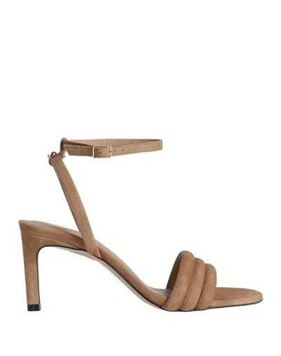 Hugo Boss Boss Woman Sandals Khaki Size 8 Leather In Beige