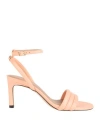 Hugo Boss Strappy Sandals In Nappa Leather With A 7cm Heel In Pink