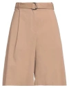Hugo Boss Boss Woman Shorts & Bermuda Shorts Brown Size 6 Linen, Viscose, Elastane In Brown