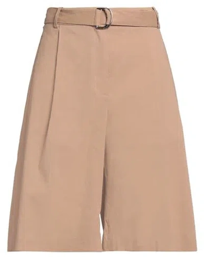 Hugo Boss Boss Woman Shorts & Bermuda Shorts Brown Size 6 Linen, Viscose, Elastane
