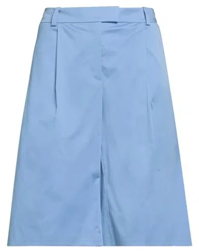 Hugo Boss Boss Woman Shorts & Bermuda Shorts Light Blue Size 6 Cotton, Elastane