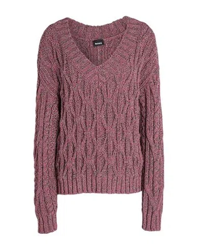 Hugo Boss Boss Woman Sweater Mauve Size Xl Cotton, Recycled Polyester, Recycled Cotton, Recycled Polyamide, Po In Purple