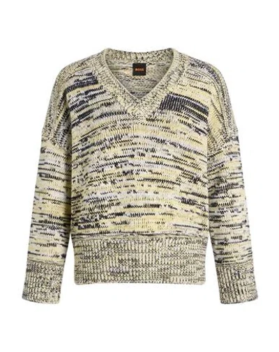 Hugo Boss Boss Woman Sweater Pastel Yellow Size S Cotton, Polyamide In Multi