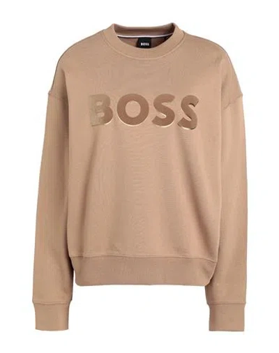 Hugo Boss Boss Woman Sweatshirt Camel Size L Cotton In Beige