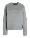 Hugo Boss Boss Woman Sweatshirt Grey Size L Cotton, Polyester, Elastane In Grey