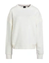 HUGO BOSS BOSS WOMAN SWEATSHIRT IVORY SIZE L COTTON, RECYCLED POLYESTER