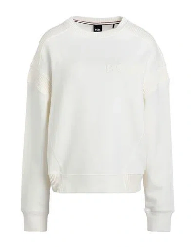 Hugo Boss Boss Woman Sweatshirt Ivory Size L Cotton, Recycled Polyester In White