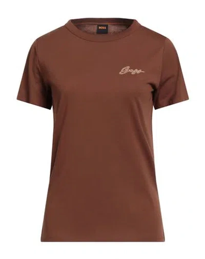 Hugo Boss Boss Woman T-shirt Brown Size L Cotton