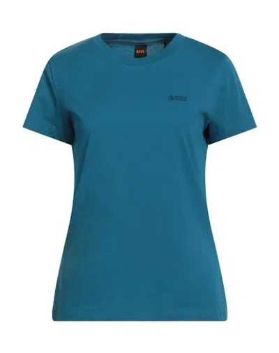 Hugo Boss Boss Woman T-shirt Deep Teal Size L Cotton In Blue