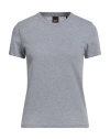 Hugo Boss Boss Woman T-shirt Grey Size L Cotton In Gray