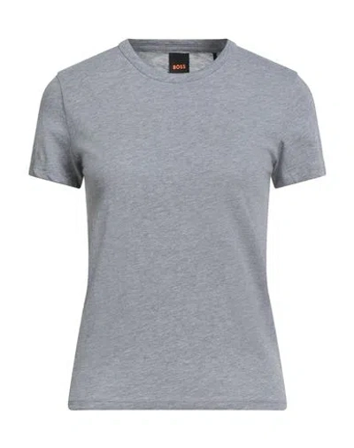 Hugo Boss Boss Woman T-shirt Grey Size L Cotton In Gray