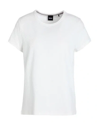 Hugo Boss Boss Woman T-shirt Off White Size L Cotton, Polyamide, Elastane