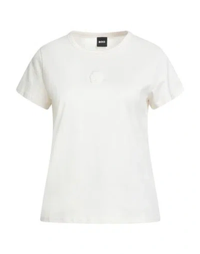 Hugo Boss Boss Woman T-shirt Ivory Size M Cotton In White