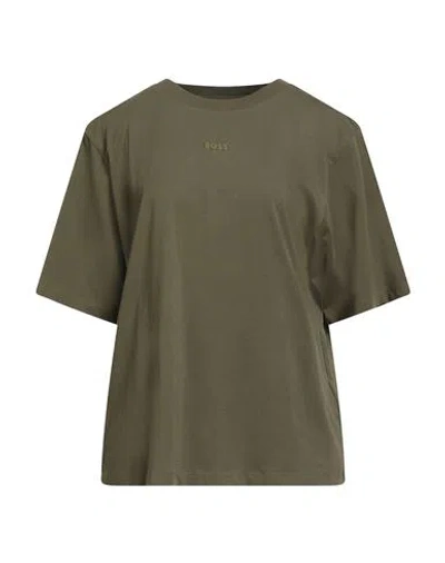 Hugo Boss Boss Woman T-shirt Military Green Size M Cotton, Elastane
