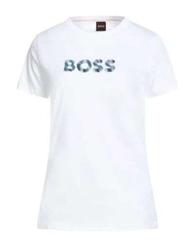 Hugo Boss Boss Woman T-shirt White Size L Cotton In Gray