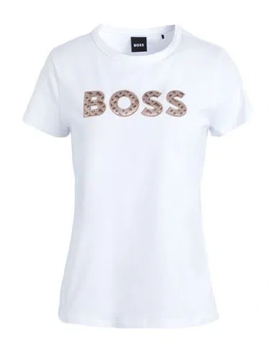 Hugo Boss Boss Woman T-shirt White Size M Cotton, Elastane