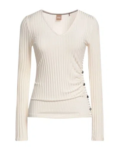 Hugo Boss Boss Woman Top Apricot Size Xl Viscose, Elastane In Orange