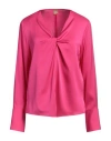 Hugo Boss Regular-fit Blouse In Stretch Silk With Twist Front In Pink