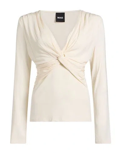 Hugo Boss Boss Woman Top Ivory Size M Viscose, Elastane In Neutral