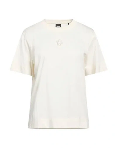 Hugo Boss Boss Woman T-shirt Beige Size Xs Cotton, Elastane In Neutral