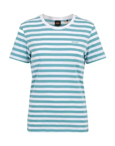 Hugo Boss Boss Woman T-shirt Turquoise Size M Cotton In Blue