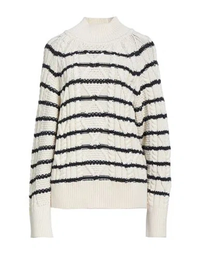 HUGO BOSS BOSS WOMAN TURTLENECK IVORY SIZE L COTTON, VIRGIN WOOL