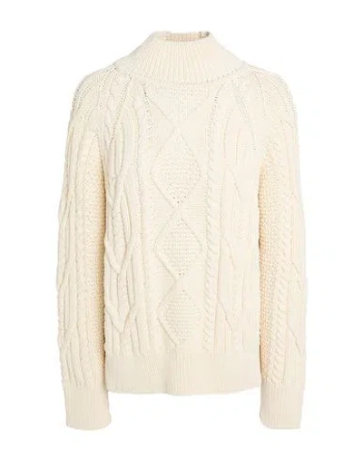 Hugo Boss Boss Woman Turtleneck Ivory Size Xl Cotton, Virgin Wool In White