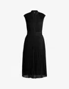 Hugo Boss Pliss-crepe Dress With Notch Neckline In Black