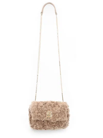 Hugo Boss Chain Strap Faux Fur Shoulder Bag In Neutral