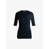 Hugo Boss Boss Womens Dark Blue Scoop-neck Ribbed Stretch-jersey Top
