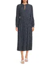 Hugo Boss Boss Women's Dasota Geometric Blouson Midi-dress In Blue Multi