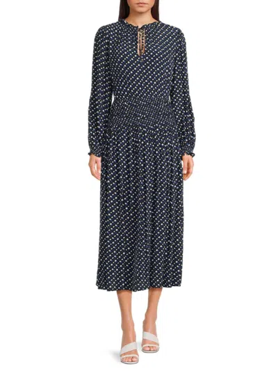 Hugo Boss Boss Women's Dasota Geometric Blouson Midi-dress In Blue Multi