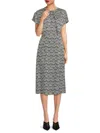 Hugo Boss Short-sleeved Dress In Abstract-patterned Fabric In Black Multicolor