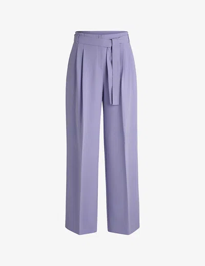 Hugo Boss Relaxed-fit Trousers In Crease-resistant Japanese Crepe In Medium Purple