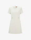 Hugo Boss Regular-fit Dress In Stretch Fabric With Hardware Buttons In Open White
