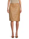 Hugo Boss Seleni Leather Pencil Skirt In Camel