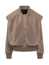 Hugo Boss Boss Wool Blend Bomber Jacket With Satin Inserts Boss In Multi