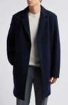Hugo Boss Boss Wool Blend Coat In Dark Blue