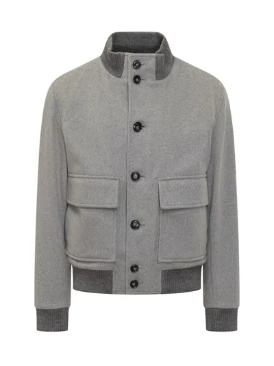 Hugo Boss Boss Wool Blend Jacket With Front Pockets - Size S In Silver