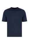 Hugo Boss Ribbed Collar Crew Neck T-shirt With Side Slits In Blue