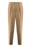 Hugo Boss Boss Wool Blend Trousers In Gold