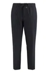 Hugo Boss Elastic Waistband Wool Blend Trousers With Two Back Welt Pockets In Black