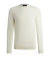 Hugo Boss Regular-fit Sweater In Wool, Silk And Cashmere In White