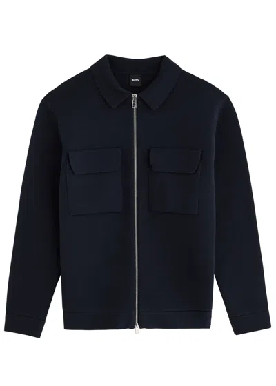 Hugo Boss Boss Wool Jacket In Navy