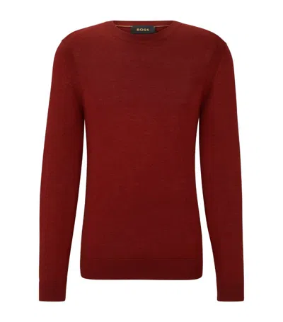 Hugo Boss Boss Wool-silk-cashmere Sweater In Red