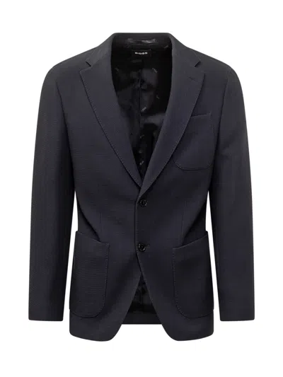 Hugo Boss Boss Wool-blend Stretch Blazer By In Dark Blue