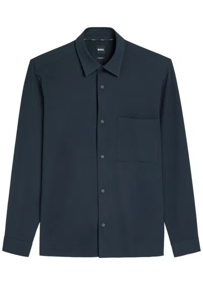 Hugo Boss Boss Woven Overshirt In Blue