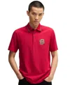 Hugo Boss Mercerised-cotton Polo Shirt With Double B Monogram In Bright Red
