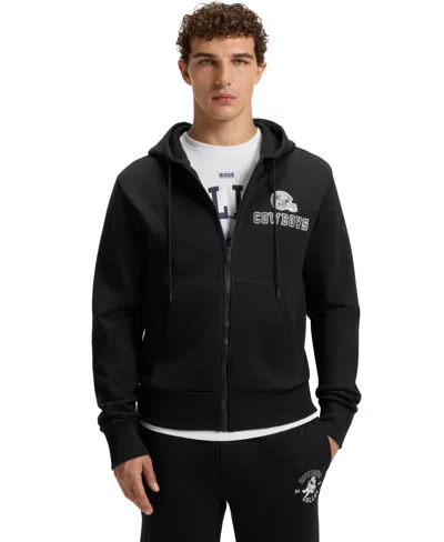Hugo Boss Boss X Dallas Cowboys Regular Fit Zip-up Hoodie In Black